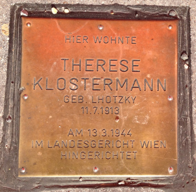 Stein der Erinnerung - Therese Klostermann, 1230 Carlbergergasse 39.jpg