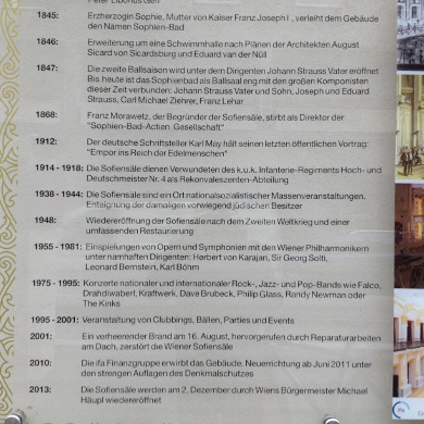 Tafel zur Geschichte der Sofiensäle, 1030 Marxergasse 17.JPG
