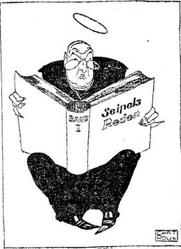 Karikatur von Siegfried Charoux zu Ignaz Seipel in der Arbeiter-Zeitung, 1926