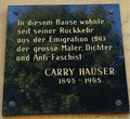 Gedenktafel Carry Hauser, 1130 Maxingerstraße 34