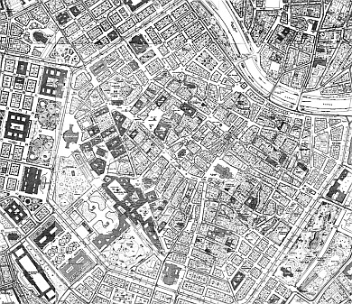 Historische alte Stadtkarte 1878 Stadtplan farbig Österreich M3 Wien 