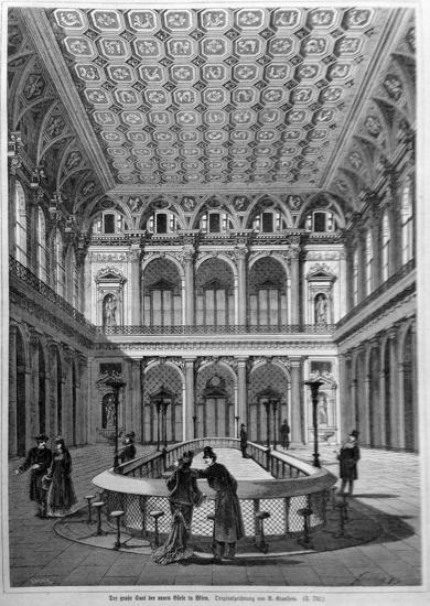 Der große Saal der neuen Börse in Wien. Zeitschrift "Über Land und Meer", 1877