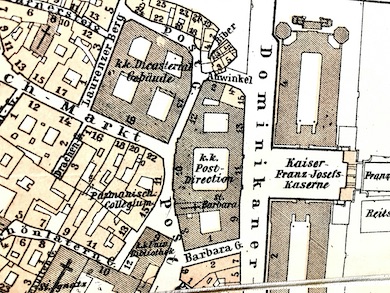 Hauptpostgebaude Postgasse 10 Stadtplan 1885 .jpg
