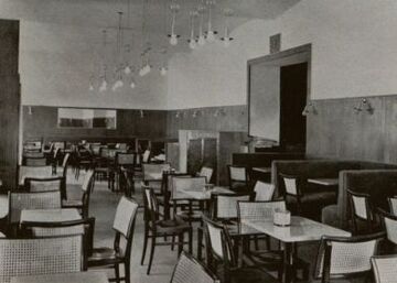 Praterstraße 48, Café Freiwirth, gestaltet von F. Czuczka und A. Hakel, 1936