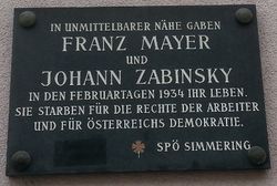 Gedenktafel Franz Mayer und Johann Zabinsky, 1110 Grillgasse 40.jpg