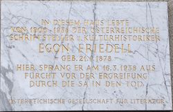 Gedenktafel Egon Friedell, 1180 1180 Gentzgasse 7.jpg