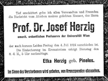 Todesanzeige für Josef Herzig