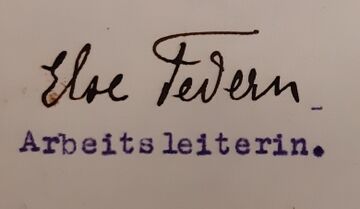 Unterschrift von Else Federn in einem Brief an <!--LINK'" 0:0-->, 1935
