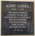 Gedenktafel Kurt Gödel - Wohnort 1927, 1090 Frankgasse 10