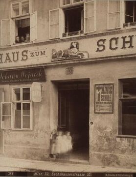 Sechshauser Straße 53, Weinhaus 'Zum Schwarzen Pudel', um 1900