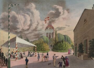 Gesellschaftsplatz und Turm im Rosenbaumgarten, 1824