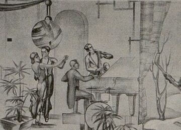 Wandmalerei von Adolf Falkenstein im Palais de danse, 1930