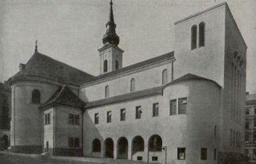 Gertrudkirche mit Zubau, 1935