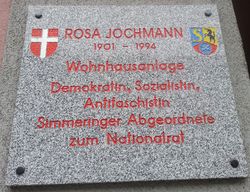 Gedenktafel Rosa Jochmann - Rosa Jochmann-Hof, 1110 Simmeringer Hauptstraße 142-150.jpg