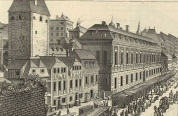"Das Müller'sche Gebäude in der Adlergasse vor seinem im Jahre 1719 erfolgten Umbau."