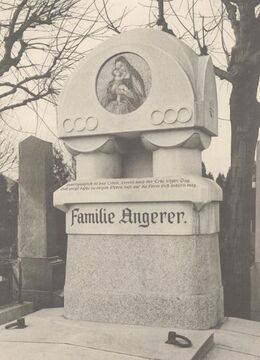 Grabdenkmal für die Familie Angerer auf dem <!--LINK'" 0:0-->, gestaltet von Carl Otto Czeschka, Aufnahme um 1910