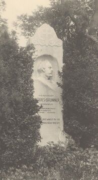 Grabdenkmal für Jacques Brunner auf dem <!--LINK'" 0:1-->, gestaltet von Edmund Hellmer, Aufnahme um 1910