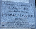 Gedenktafel Geburtshaus Hermann Leopoldi, 1120 Schönbrunner Straße 219