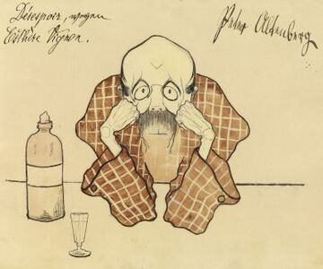 Peter Altenberg, Karikatur von <!--LINK'" 0:0-->, um 1914