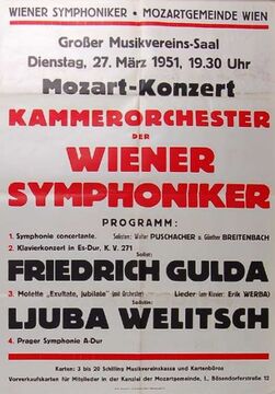 Veranstaltungsplakat mit Nennung von Ljuba Welitsch als Mitwirkender, 1951