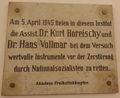 Gedenktafel Kurt Horeischy Hans Vollmar, 1090 Währinger Straße 42