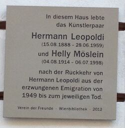 Gedenktafel Hermann Leopoldi und Helly Möslein, 1140 Diesterweggasse 8.JPG