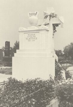 Grabdenkmal für Wilhelm von Flattich auf dem <!--LINK'" 0:0-->, entworfen von seinem Schwiegersohn <!--LINK'" 0:1-->, aufgenommen um 1910