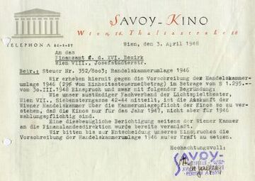Schreiben des Savoykinos (1948)