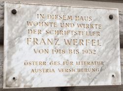 Gedenktafel Franz Werfel 1010 Elisabethstraße 22.JPG