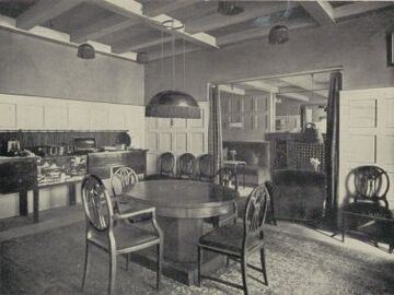 Josefstädter Straße 68: Speisezimmer in der Wohnung Eugenie und Hermann Schwarzwald, gestaltet von Adolf Loos; um 1930