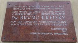 Gedenktafel Haft Bruno Kreisky 1933, 1110 Krausegasse 14.jpg