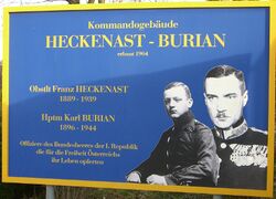 Gedenktafel Franz Heckenast und Karl Burian, 1120 Schwenkgasse 47, Kaserne.JPG