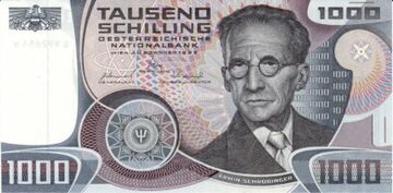 1000-Schilling-Banknote mit dem Portrait Erwin Schrödingers