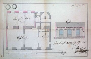 Bauplan für ein neu zu bauendes Billardzimmer in einem Kaffeehaus in der Leopoldstadt 270, 1817